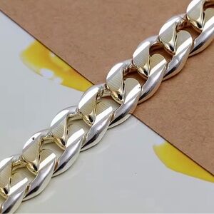 Silver-Tone Curb Chain Bracelet - Polished Silver
